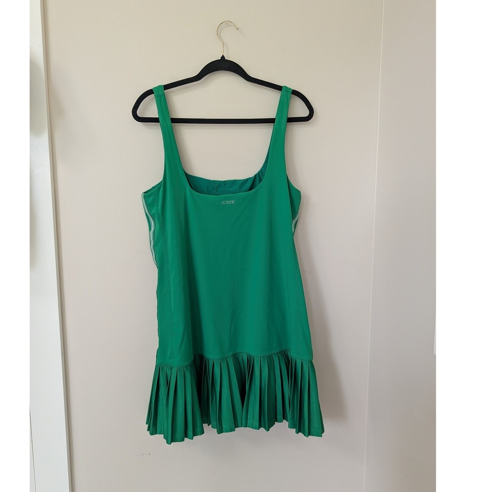 J.Crew Active Kelly Green Pleated Tennis Dress Drop Waist Large - Picture 4 of 16
